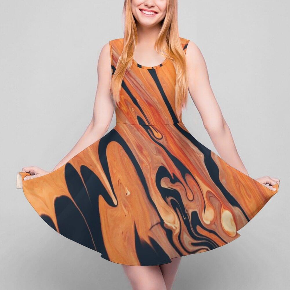 Women's Round Neck Sleeveless Hem Dress