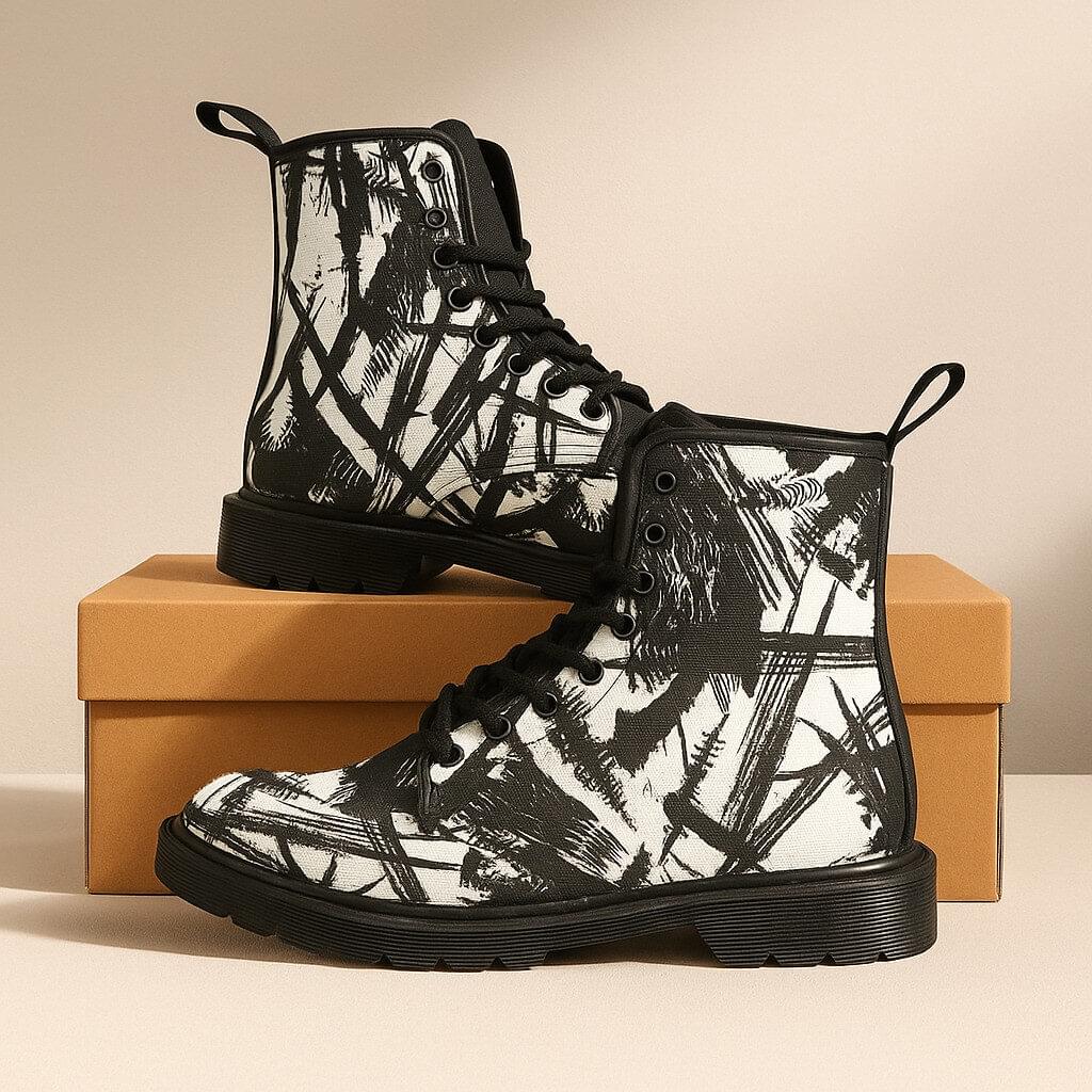 Men's Lace Up Canvas Boots - Image 2